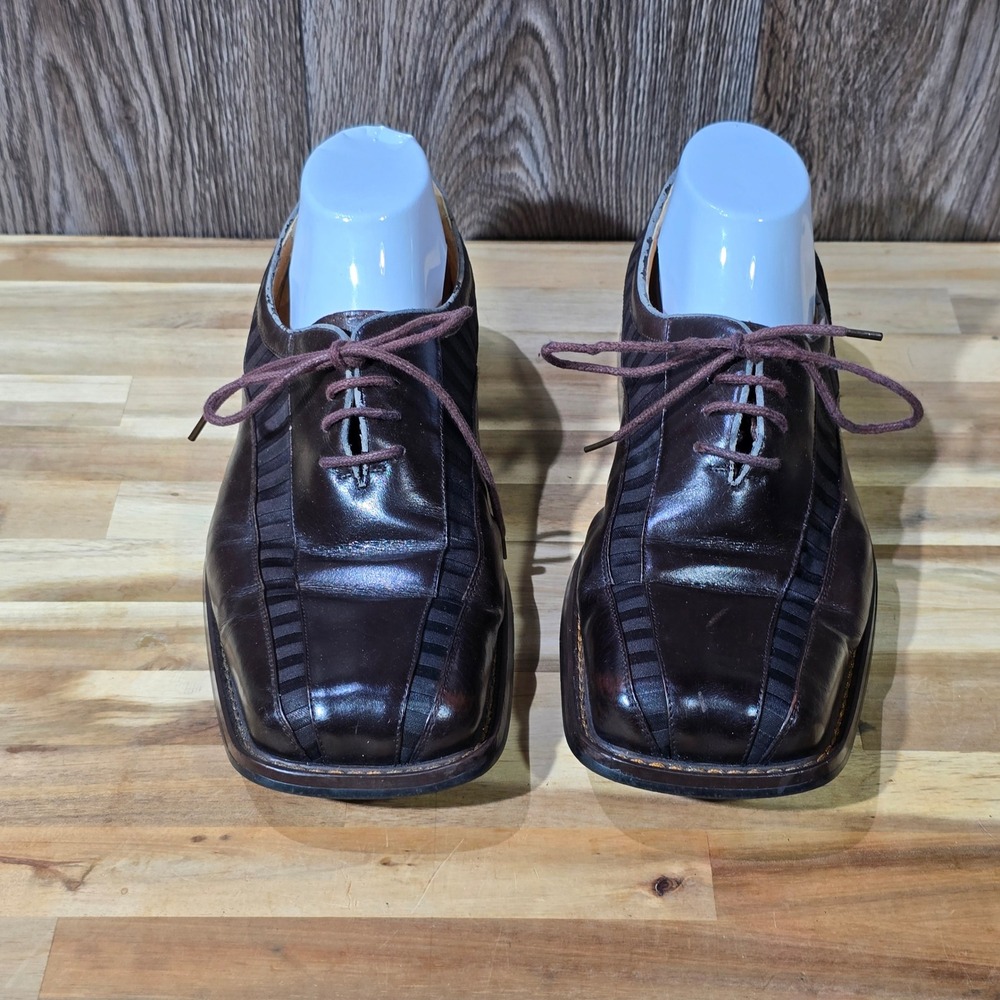 Zota Men's 9.5‎ Brown Leather Square Toe Oxford Lace Up Dress Shoes Formal Wear